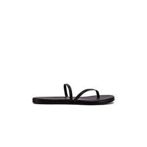 New TKEES Sarit Sandal in Black flat flip flop leather